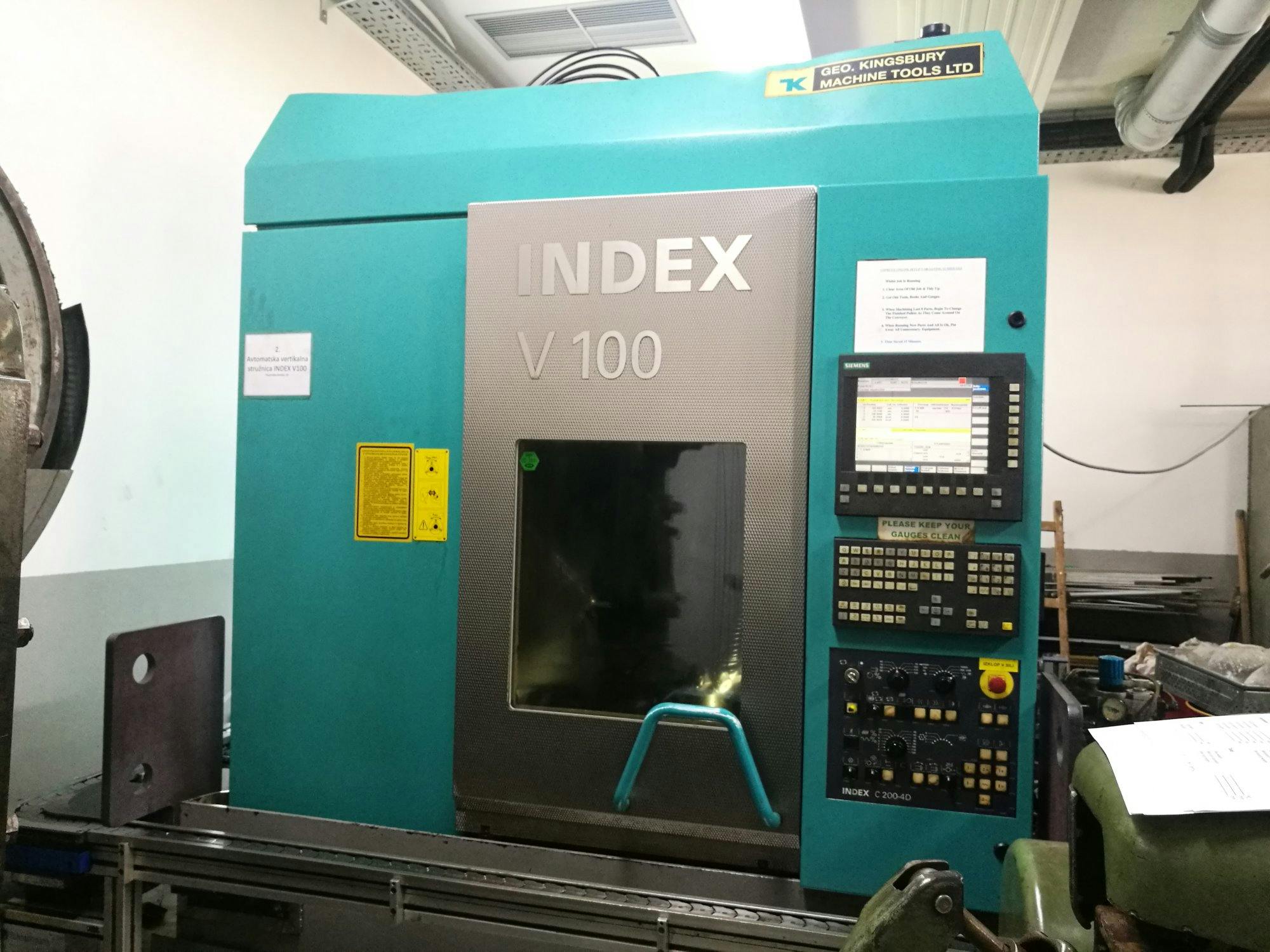 Front view of Index V100 Machine
