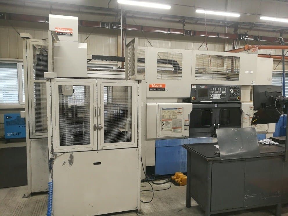 Front view of Mazak Multiplex 6100 + robot FLEX-GL50F machine