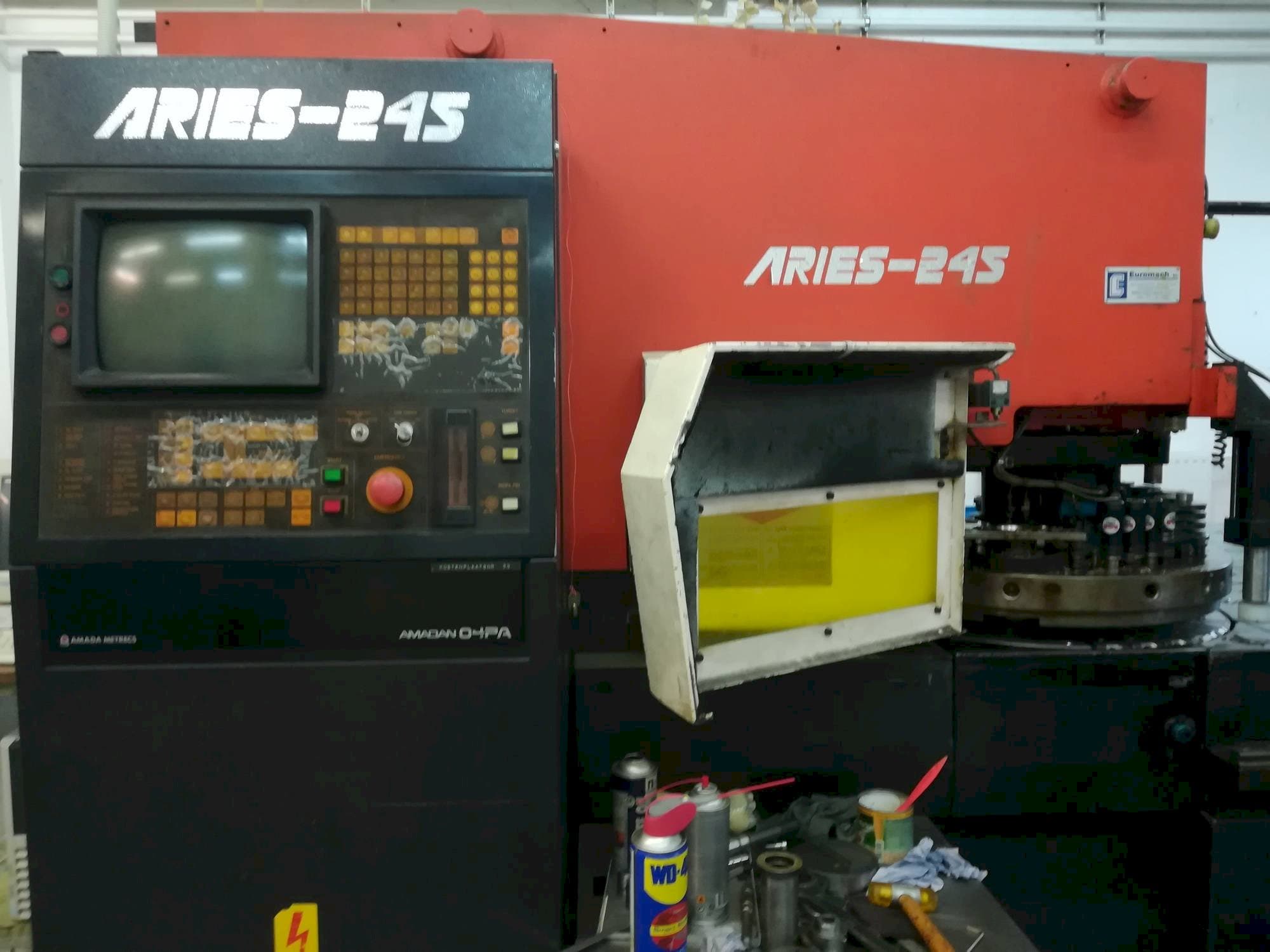Front view of AMADA Aries 245 20Ton machine