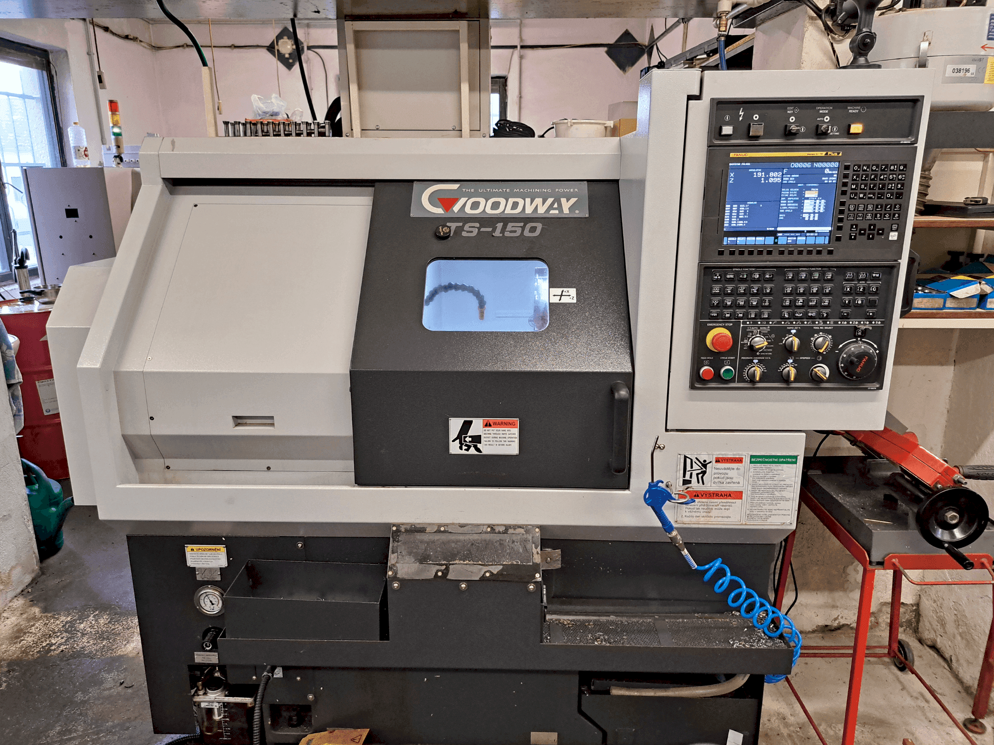 Front view of Goodway TS-150 machine