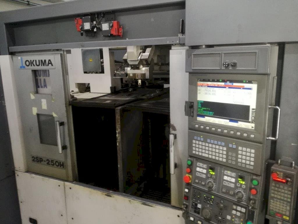 Front view of Okuma 2SP-250H machine