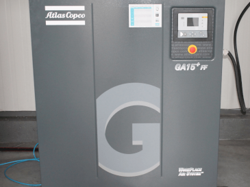 Front view of Atlas Copco Ga15 + FF  machine