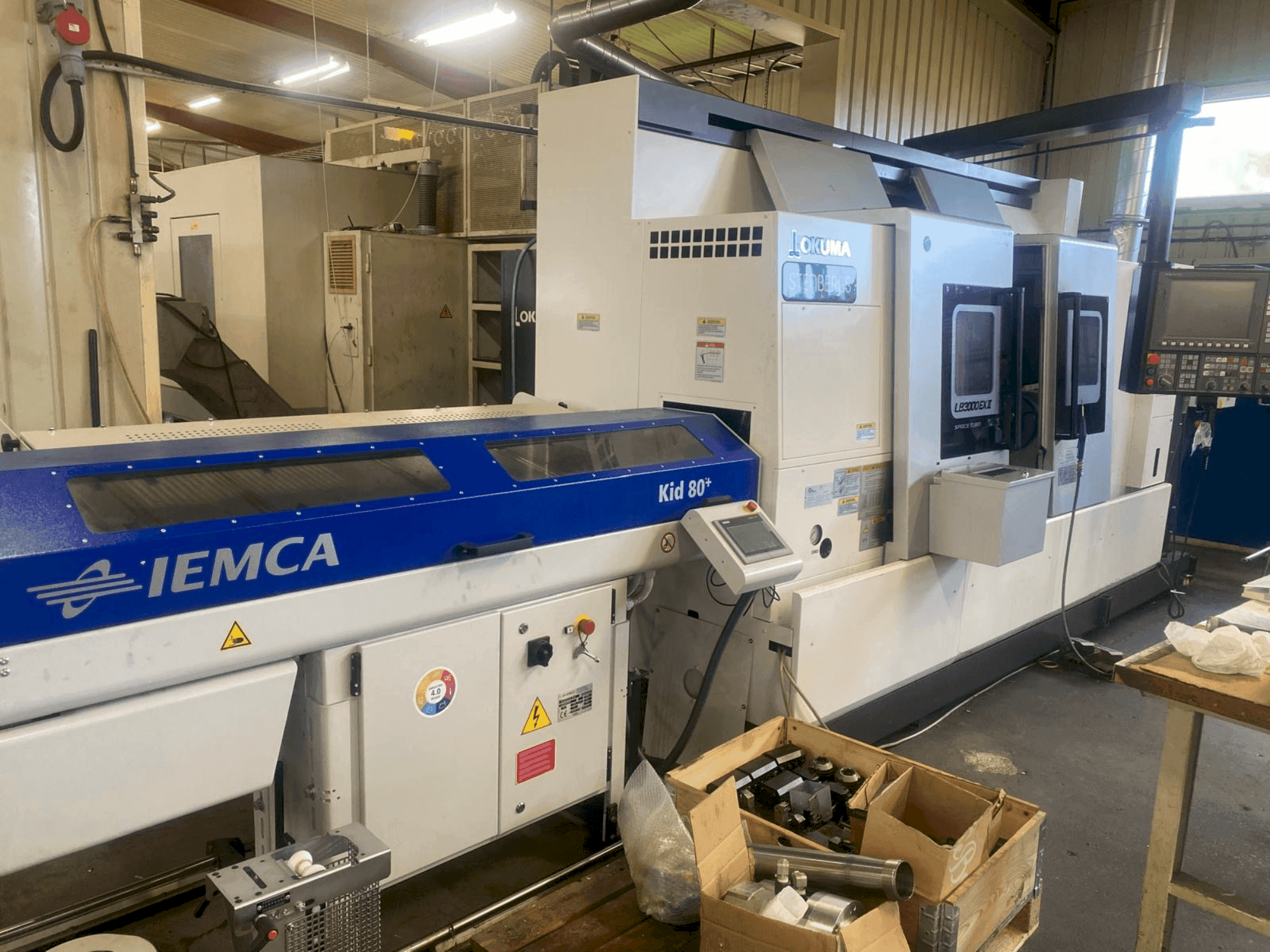 Front view of Okuma LB 3000 EX II with Iemca KID 80 machine