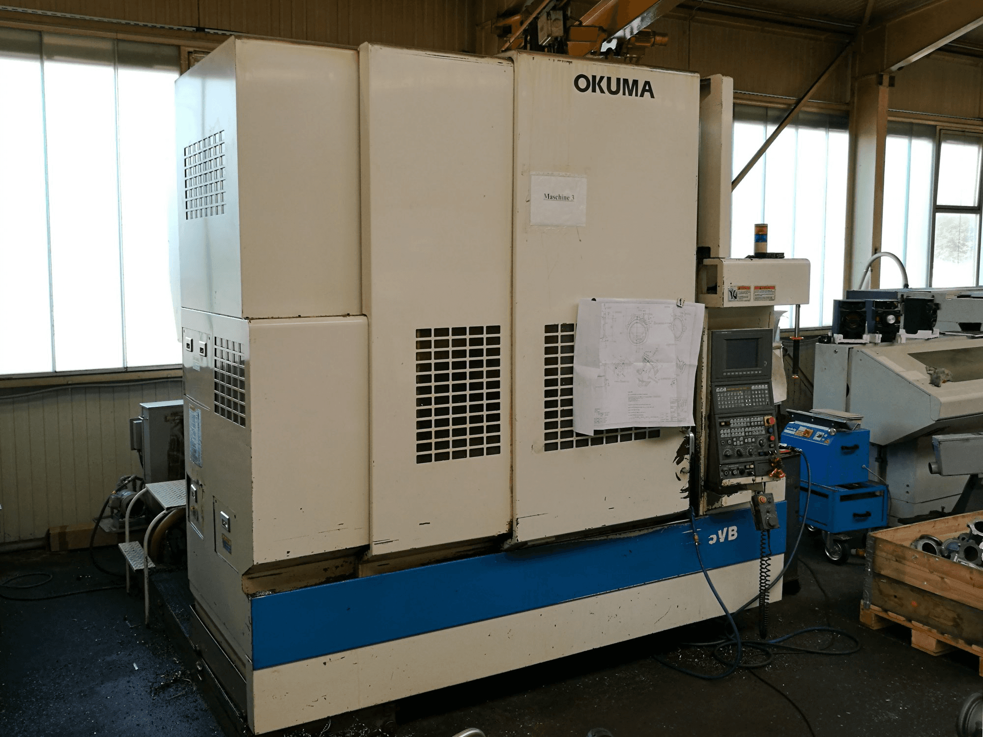 Front view of Okuma MX55 VB Machine