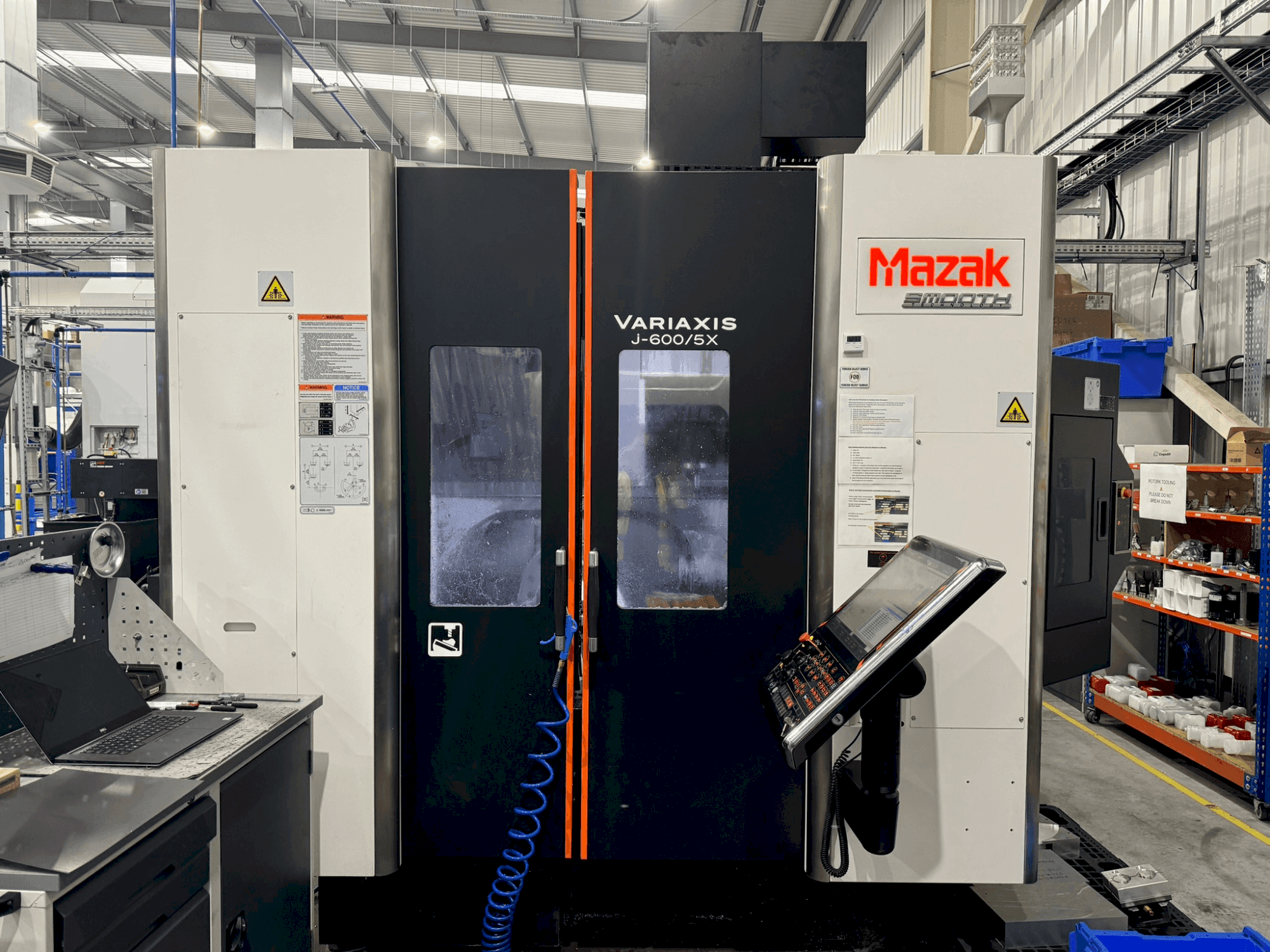 Front view of Mazak Variaxis J-600 machine